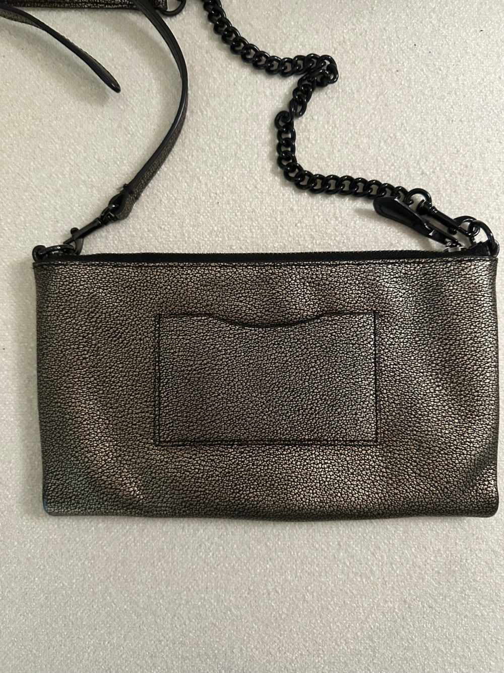 Coach Metallic Pewter Leather Wristlet Crossbody Bag - Picture 4 of 9